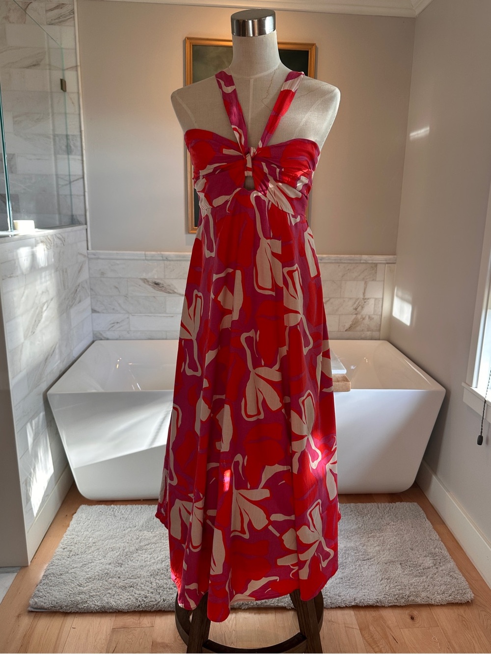 Mister Zimi Halter Dress in vibrant "Berry Lotus"